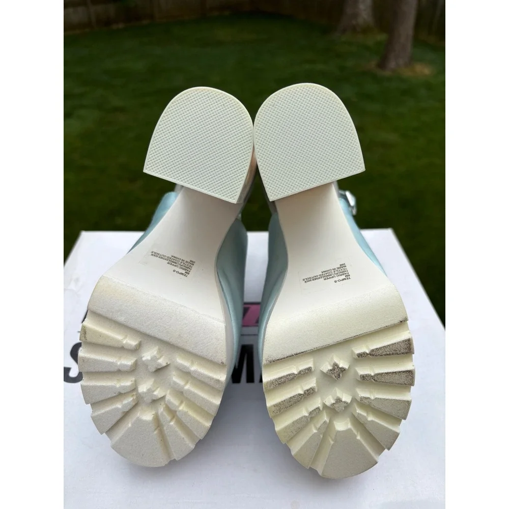 Steve Madden‎ Iggy Azalea Tempo-S Mint Green Satin Rhinestone Platform Heels 8M